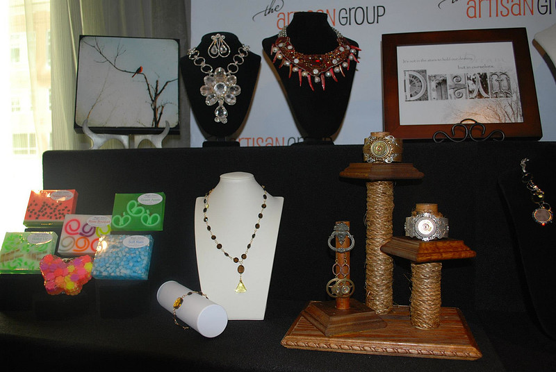 Closeup of TAG member handmade jewelry, art and photography