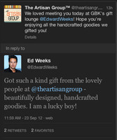celebrity tweets about The Artisan Group at GBK Primetime Emmys Gift Lounge
