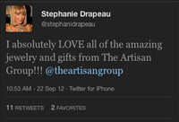 celebrity tweets about The Artisan Group at GBK Primetime Emmys Gift Lounge