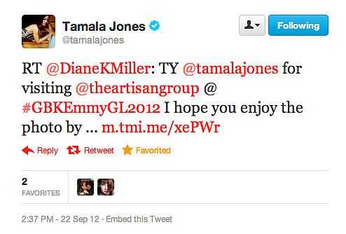 celebrity tweets about The Artisan Group at GBK Primetime Emmys Gift Lounge