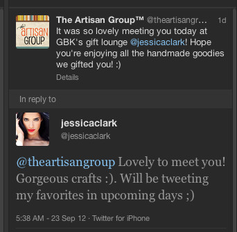 celebrity tweets about The Artisan Group at GBK Primetime Emmys Gift Lounge