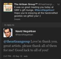 celebrity tweets about The Artisan Group at GBK Primetime Emmys Gift Lounge