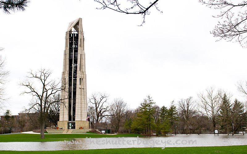 Flooding in Naperville, Illinois, Carillon, park, water