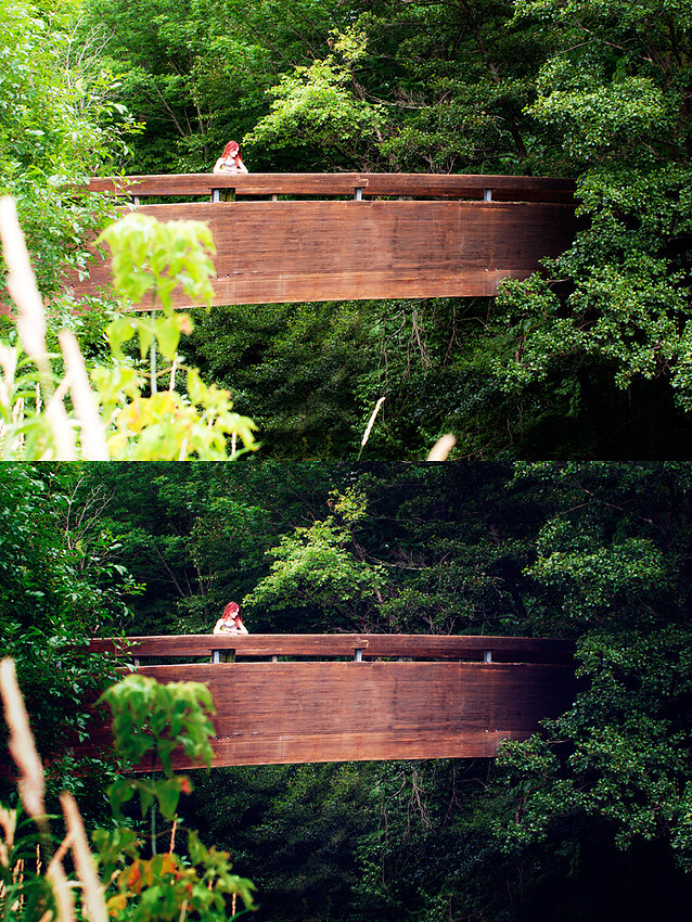 Portrait photograph photoshop before and after example