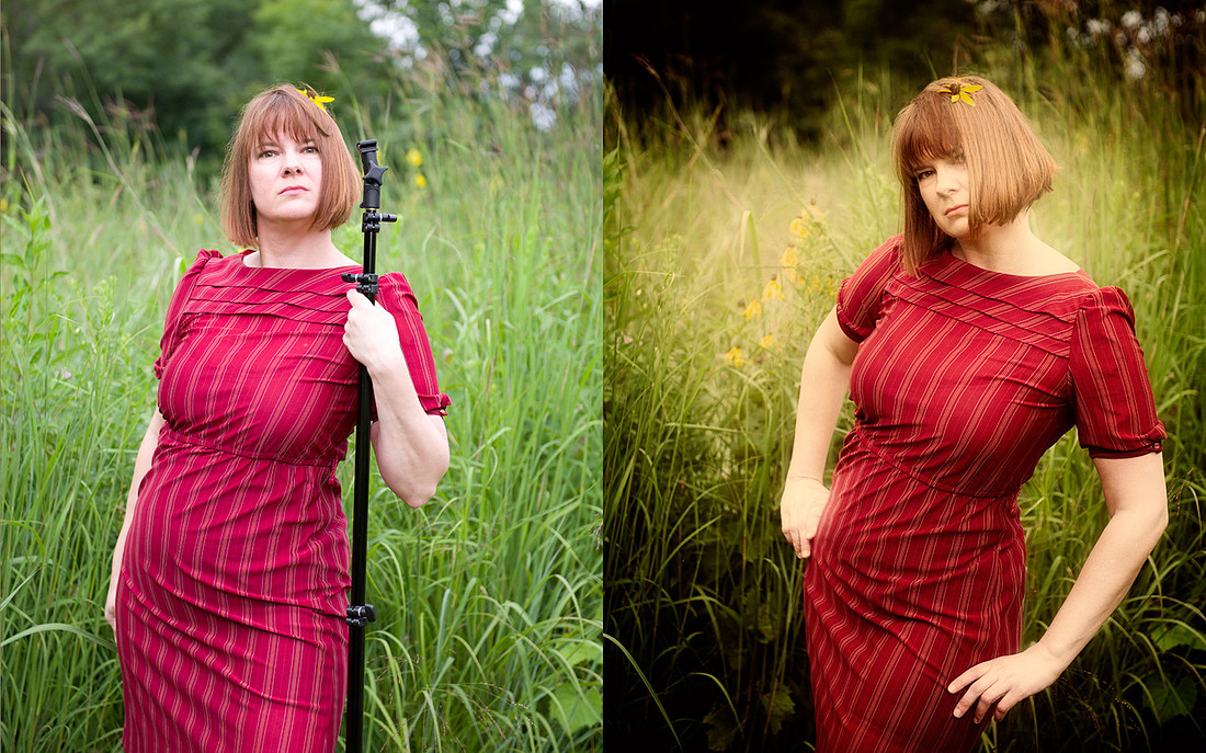 Selfo portrait before and after.