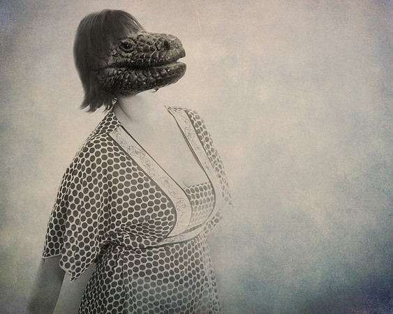 Anthropomorphic photograph of snake faced woman