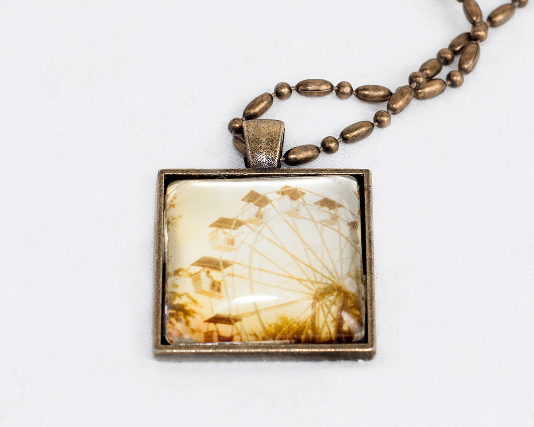 Bronze Ferris Wheel Photo Pendant