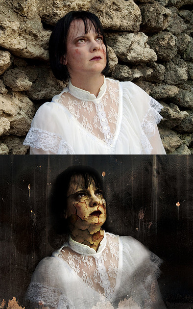 before and after photographs zombie bride photoshop technique